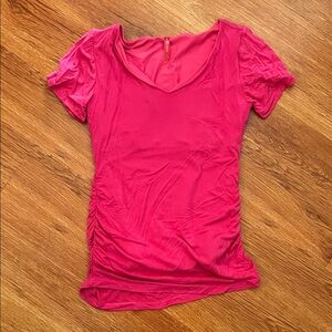 Ruby Ribbon Vibrant Pink Short Sleeve Top